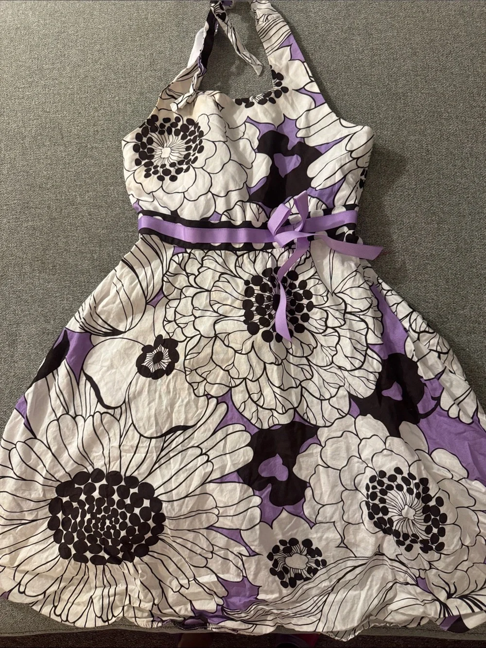 5/$15- Girls Floral Halter Dress with Purple Accents